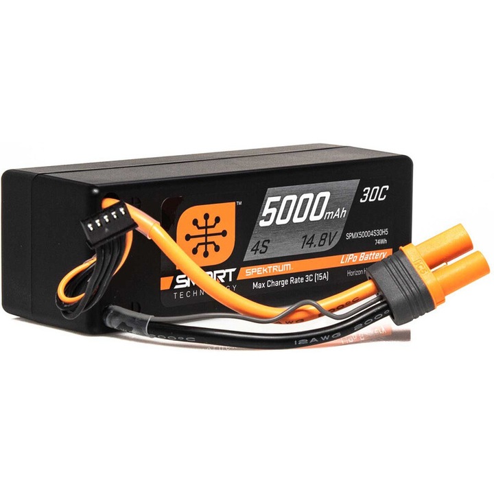 LiPo akkumulátor Spektrum 14.8V 5000mAh 30C Keménytokos IC5, 138x47x50mm
