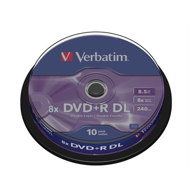 DVD+R lemez, kétrétegű, 8,5GB, 8x, hengeren, VERBATIM "Double Layer"