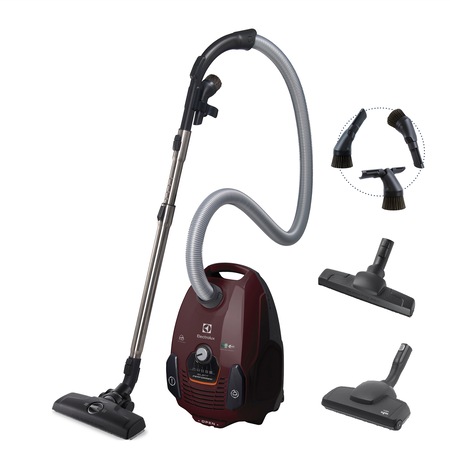 Aspirator cu sac Electrolux ESP75BD, 550W,Clasa A+, filtru H12 lavabil, perie Parketto TurboDex, Visiniu