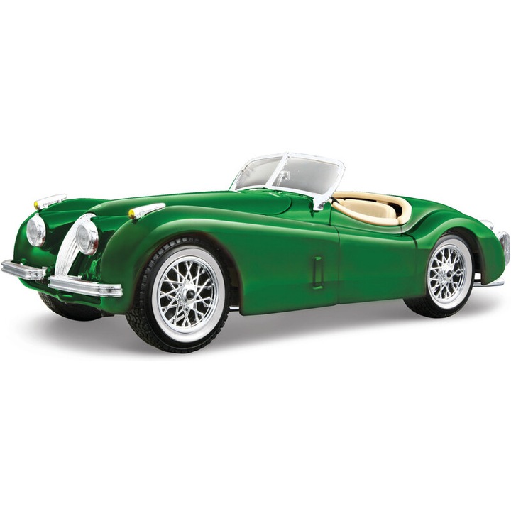 Veterán Autó, Bburago, Fém, Jaguar XK 120 Roadster 1951 1:24, Zöld