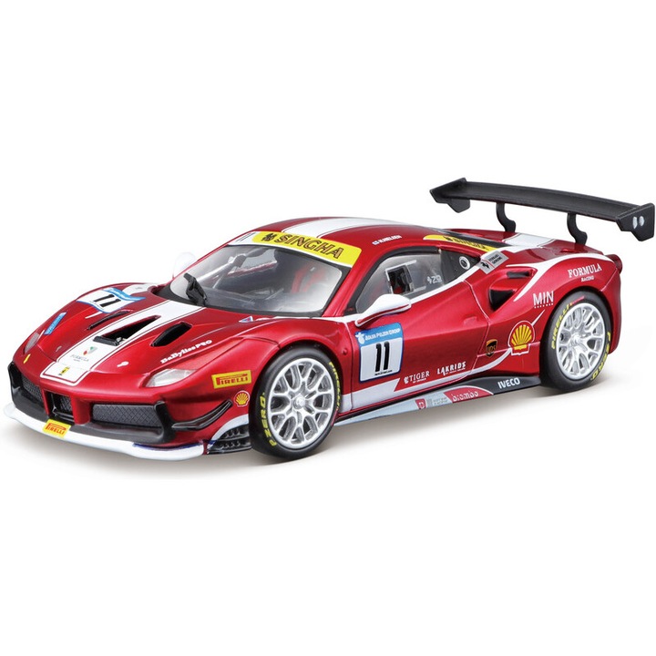 Bburago Ferrari 488 Challenge 2017, 1:24, piros, 20 cm
