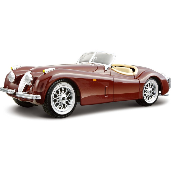 Veterán autó, Bburago Jaguar XK 120 Roadster 1951, 1:24, piros
