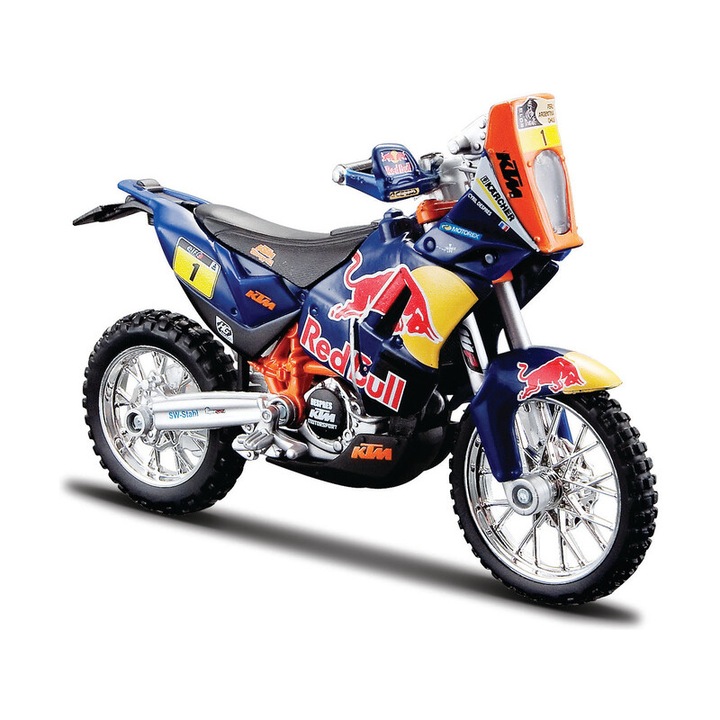 Bburago KTM 450 Rally Dakar 1:18 motorkerékpár modell, piros, 11cm
