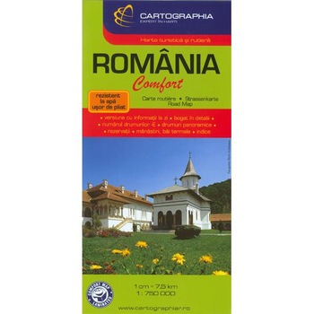 Romania - Harta turistica si rutiera laminata Romania - Harta turistica si rutiera laminata