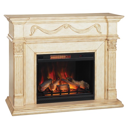 Semineu electric Gossamer Classic Flame, cu focar de 28" 3D incalzire cu infrarosu, cu sunet, Antique Ivory