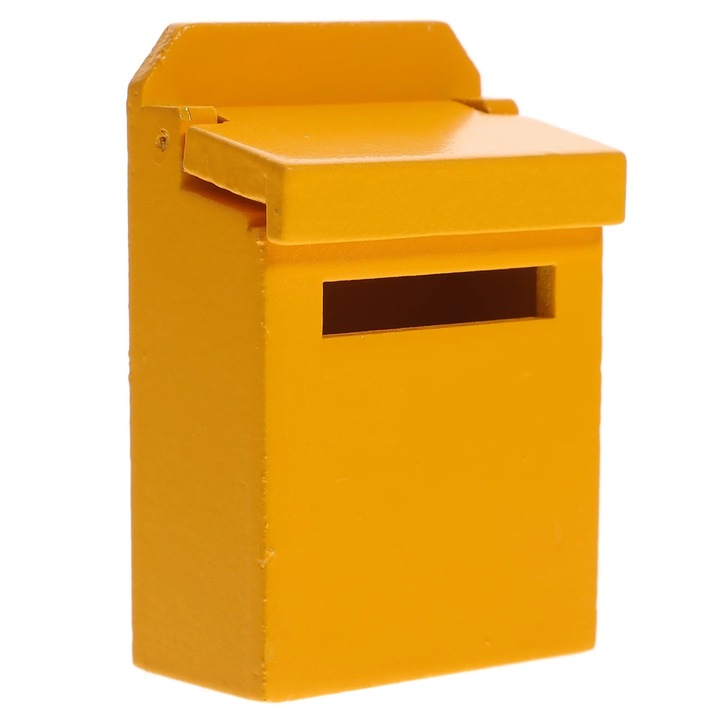 Mini postaláda babaházakhoz, fa, sárga, 6,4x4,2x2,2 cm