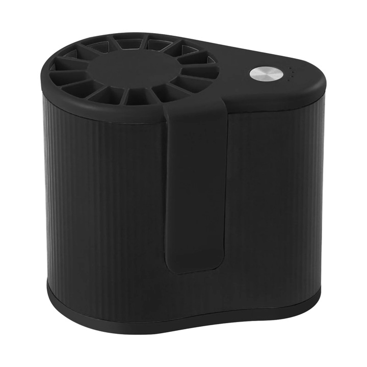 Мини преносим вентилатор, 3 скорости, на батерии, за кръста, черен