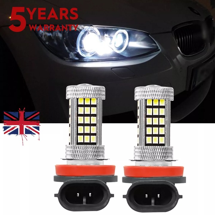 2 db H8 LED izzó csomag, fehér, 6000K, angel eye halo gyűrű BMW E92 E91 E60-hoz