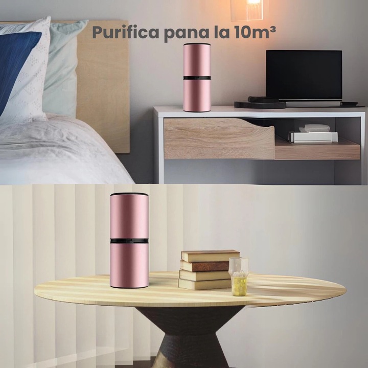 Zouan hordozható autós légtisztító, 12 millió negatív ion, USB, rendkívül csendes, fekete, mérete 6,5 x 15,3 cm