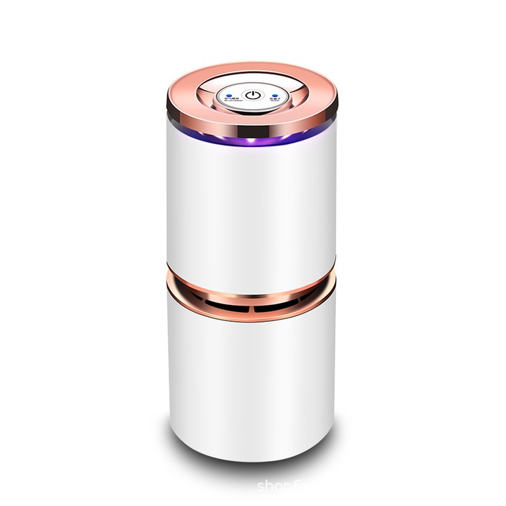 Purificator de aer auto Zouan, 70x70x160mm, eliminare formaldehida, generator de ion negativ, design ABS, alimentare USB, functionare silentioasa, alb