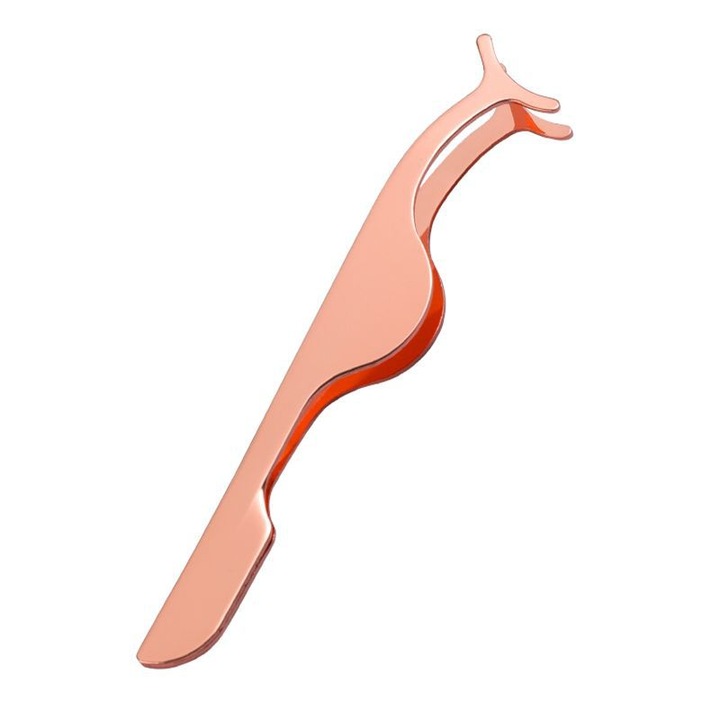 Set pensete pentru gene false din otel inoxidabil, unelte aplicare gene, design ergonomic, roz