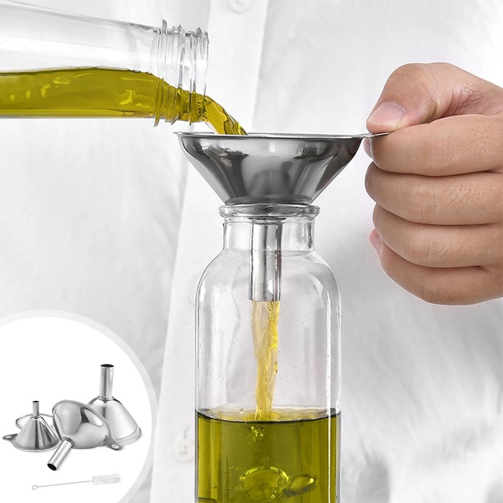 Комплект от 3 метални цедки от неръждаема стомана, малки и големи размери, за пълнене на бутилки, 7,5x7,5x6,5 cm