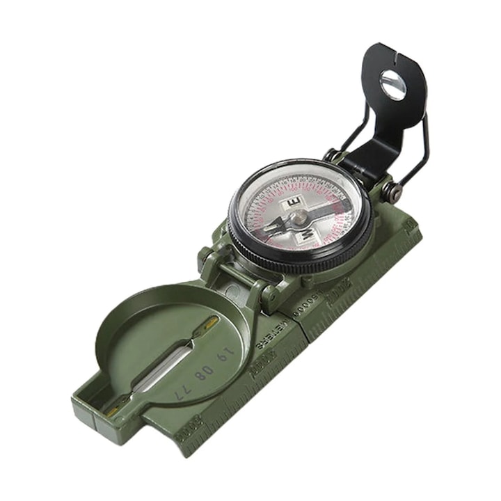 Busola multifunctionala militara, verde, 7.6 x 5.7 x 3.1 cm