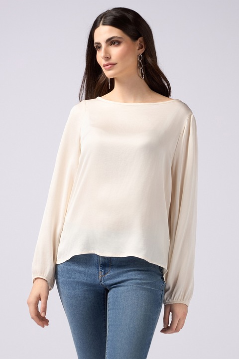 Oltre, Bluza vaporoasa cu maneci lungi, Crem, 44