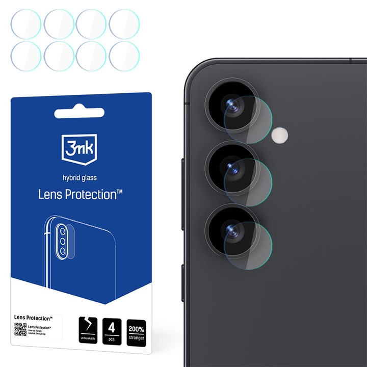 Комплект 4x Стъклен протектор за обектив 3mk Lens Protection за Samsung Galaxy S25 Plus