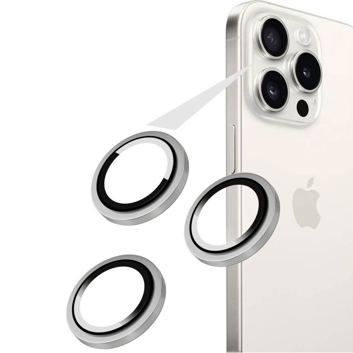 Kameraüveg Fixed Invisible Camera Glass kompatibilis iPhone 16 Pro/16 Pro Max, ezüst