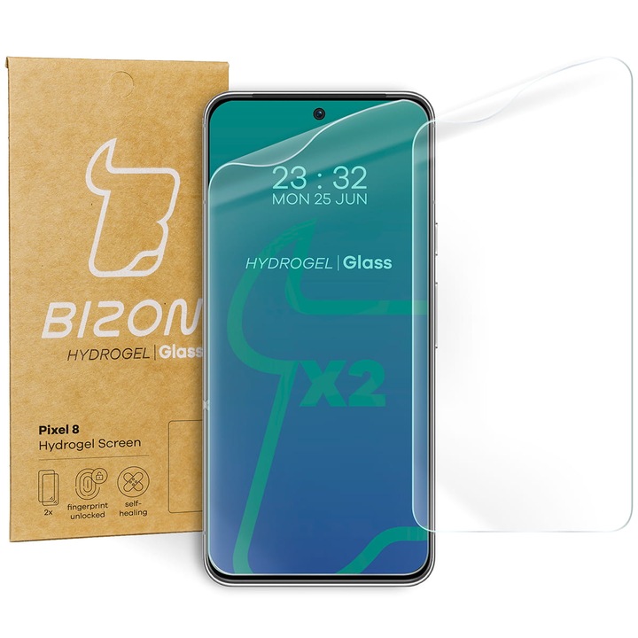 2x fólia Készlet Bizon Glass Hydrogel Screen kompatibilis Google Pixel 8, átlátszó