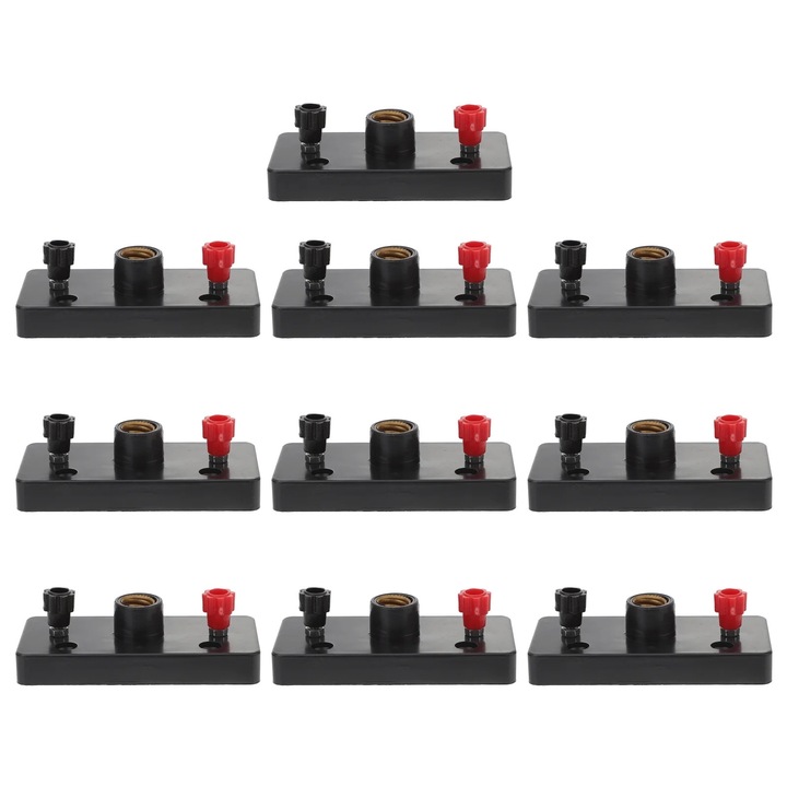 Set 10 bucati suport lampa cu surub din plastic pentru invatarea electricitatii, negru, 7.50x3.50x2.50cm
