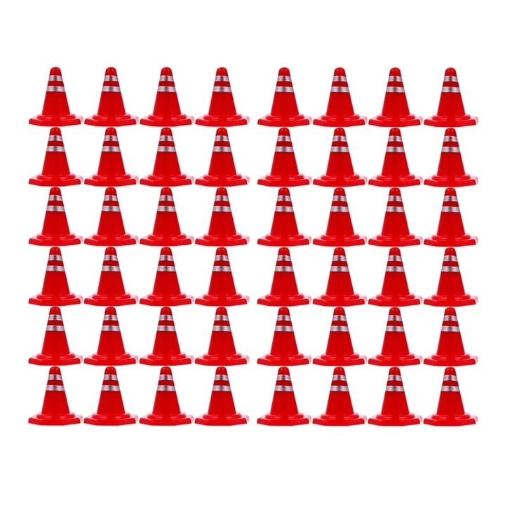 Set 60 Piese Conuri Miniaturale pentru Trafic, Jucarii Interactive, Asortate, 2.90x2.70x2.70cm