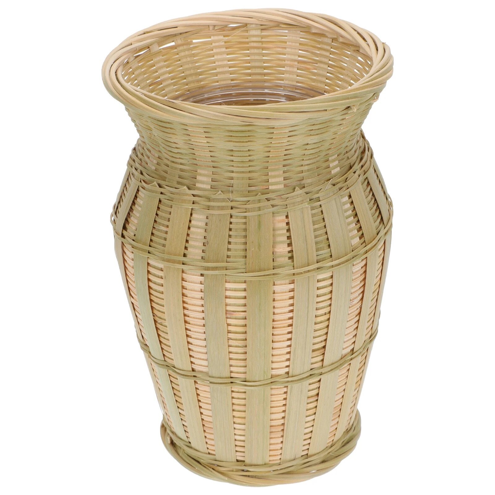 Vaza decorativa din bambus impletit, 19x12x12cm, design simplu, pentru  flori uscate - eMAG.ro