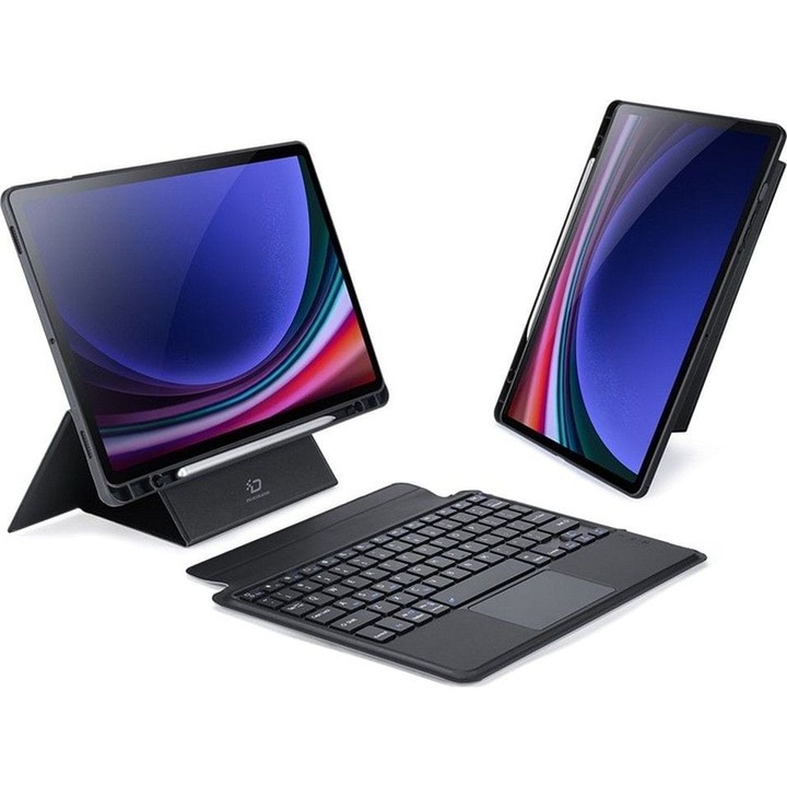 Tablet tok, Dux Ducis Bluetooth Keyboard Case (DK Series) kompatibilis Samsung Galaxy Tab S9, Fekete