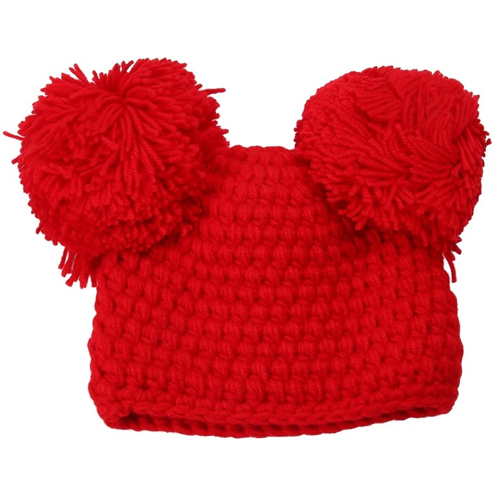 Caciula pentru bebelusi, multicolor, 3-6 luni, dimensiuni 19x15x3cm, material din lana