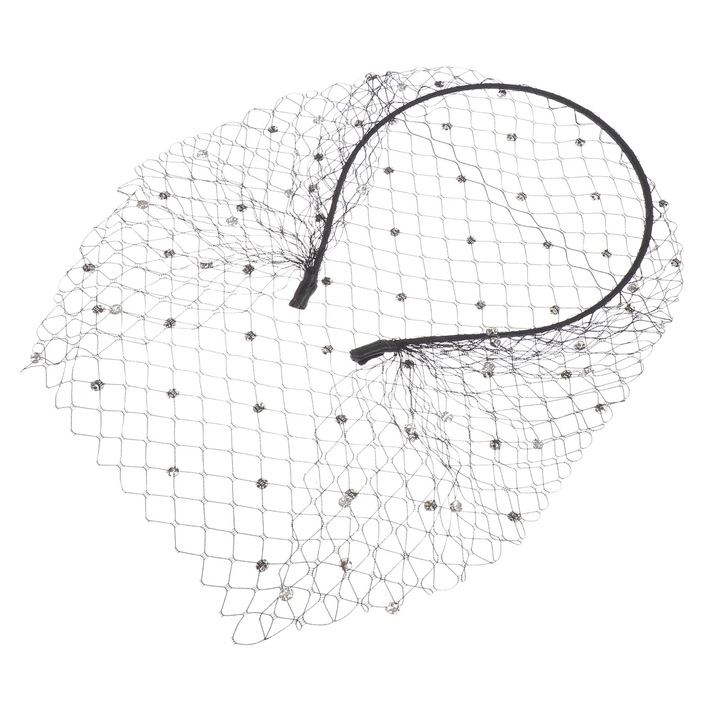 Лента за глава с воал, булчински аксесоари, украсена с кристали, многоцветна