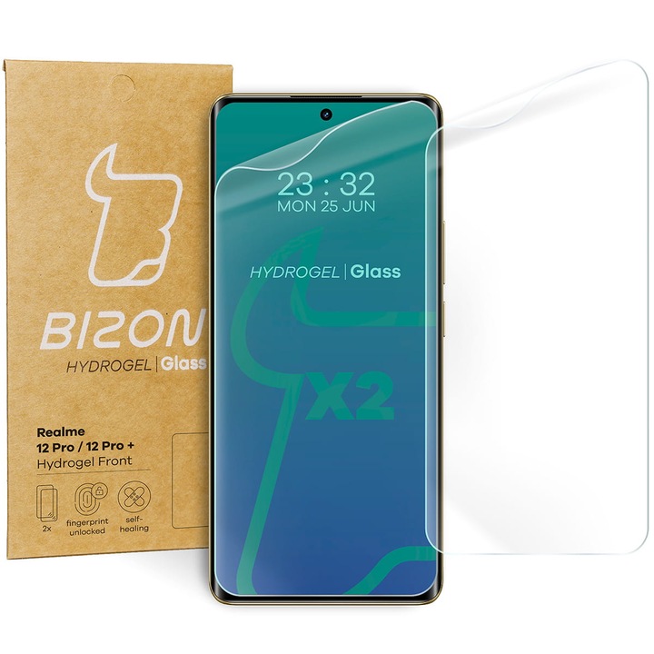 2x fólia Készlet Bizon Glass Hydrogel Screen kompatibilis Realme 12 Pro / 12 Pro+, átlátszó