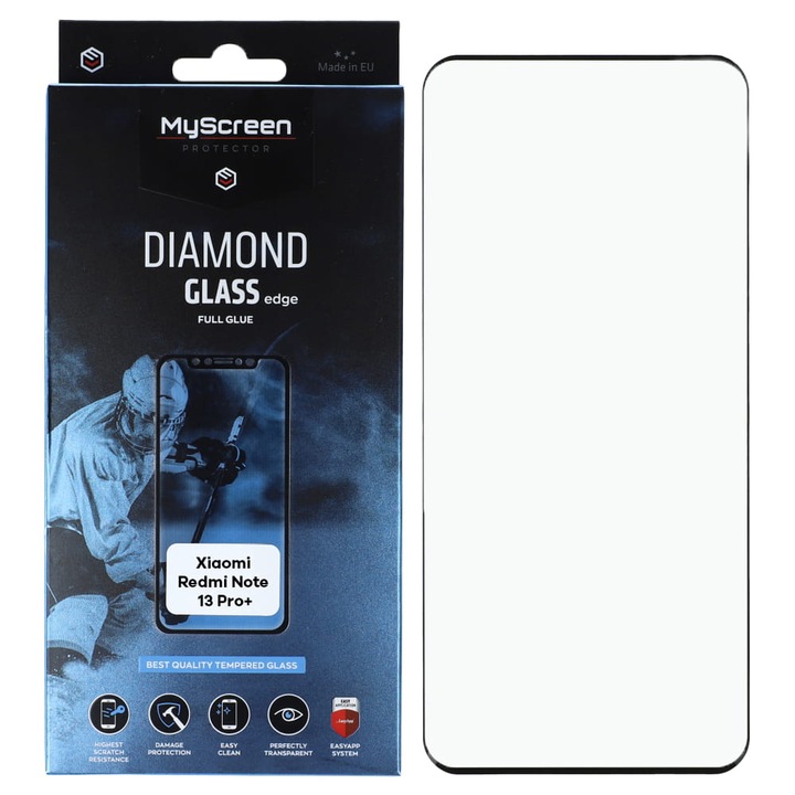 Üvegfólia MyScreen Diamond Glass Edge 3D kompatibilis Xiaomi Redmi Note 13 Pro Plus, átlátszó