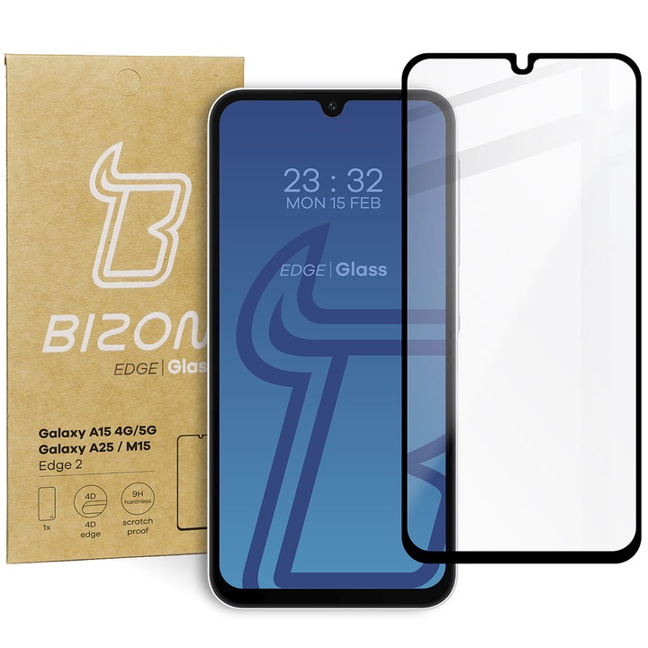 Стъкло Bizon Glass Edge, за Samsung Galaxy A15 4G/5G, A25 5G / M15 5G, Прозрачен