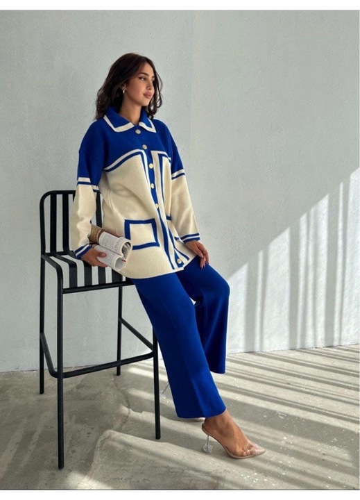 Compleu tricotat, Intisimo Pajamas, albastru, doua piese, One Size INTL