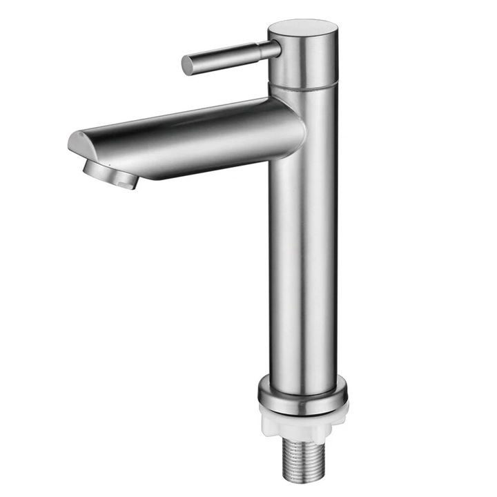 Robinet de apă rece din inox, argintiu, 19x13x3cm, pentru chiuvetă