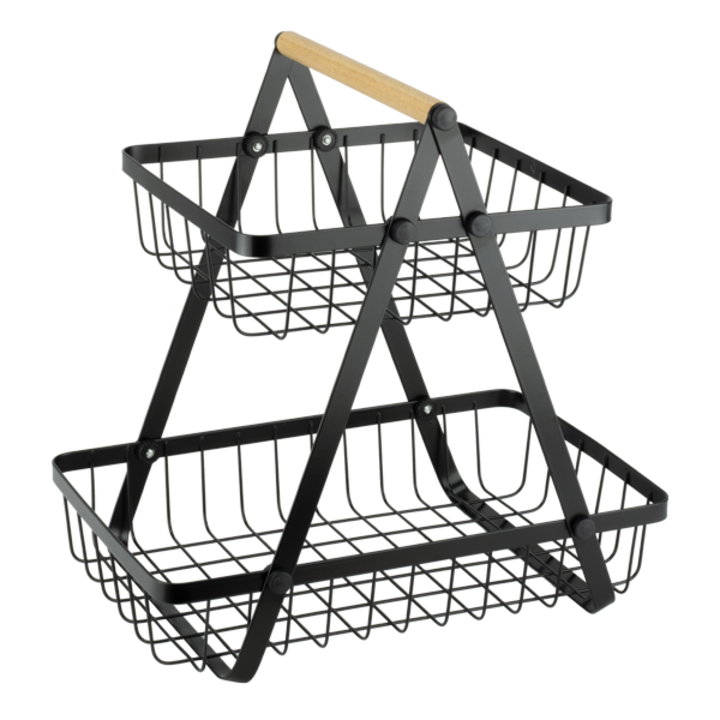 Фруктиера HORECANO-OLD SCHOOL, правоъгълна, две нива, 31.5x20xh31cm, черен