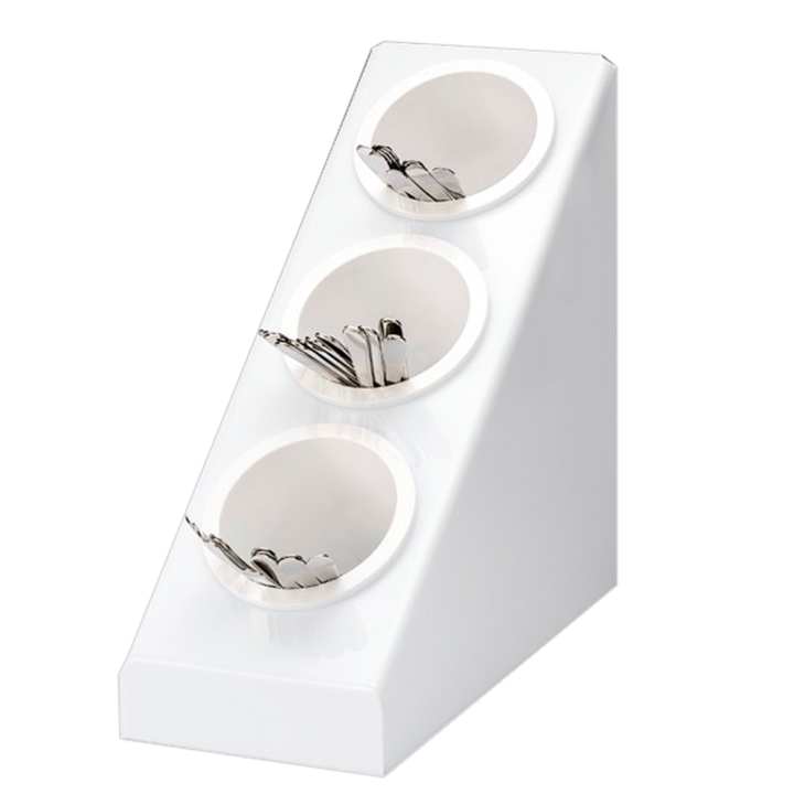 HORECANO evőeszköztartó állvány, függőleges, 3 részes, fehér, 20,8x41,5xh41cm