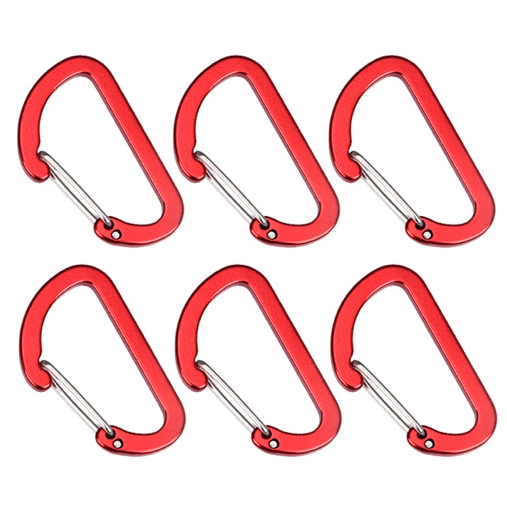 6 db mini karabiner készlet, Enforose, alumínium, tartós, gyors kioldású, 25x40mm