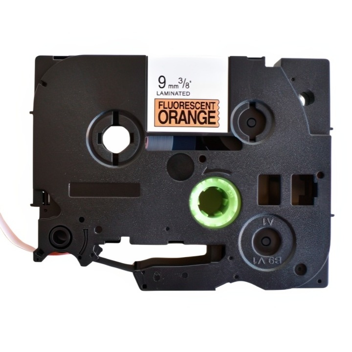 Banda laminata etichete compatibila Brother TZe-B21 9 mm negru / portocaliu fluorescent