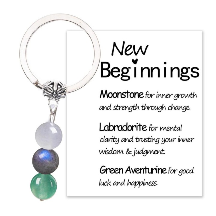 Ключодържател с многоцветни ахати, комплект 1 брой, Enforose, идеален размер за ключове