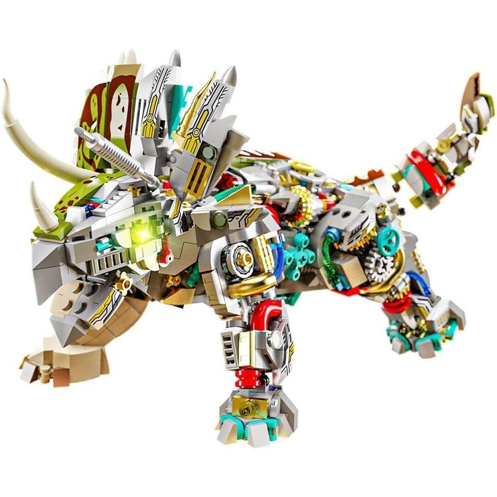 Конструктор Трицератопс, 1368 части, подвижни стави, многоцветен, 36x14x17см