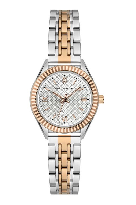 Marc Malone, Ceas analog de otel inoxidabil, Auriu rose, Argintiu