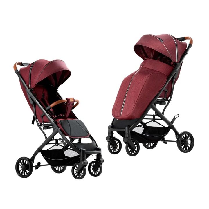 Carucior sport, tip troler, Cu husa de iarna detasabila, Roti cauciuc, Bubu-Still, Strangere ultracompacta, rosu