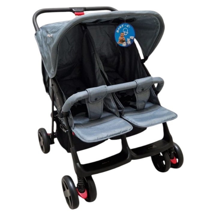 2 в 1 количка за близнаци BABY CARE, PRO P700, алуминиева рамка, 5-степенна регулируема облегалка, амортисьори, крачна спирачка, сгъваема, тюркоазено зелена