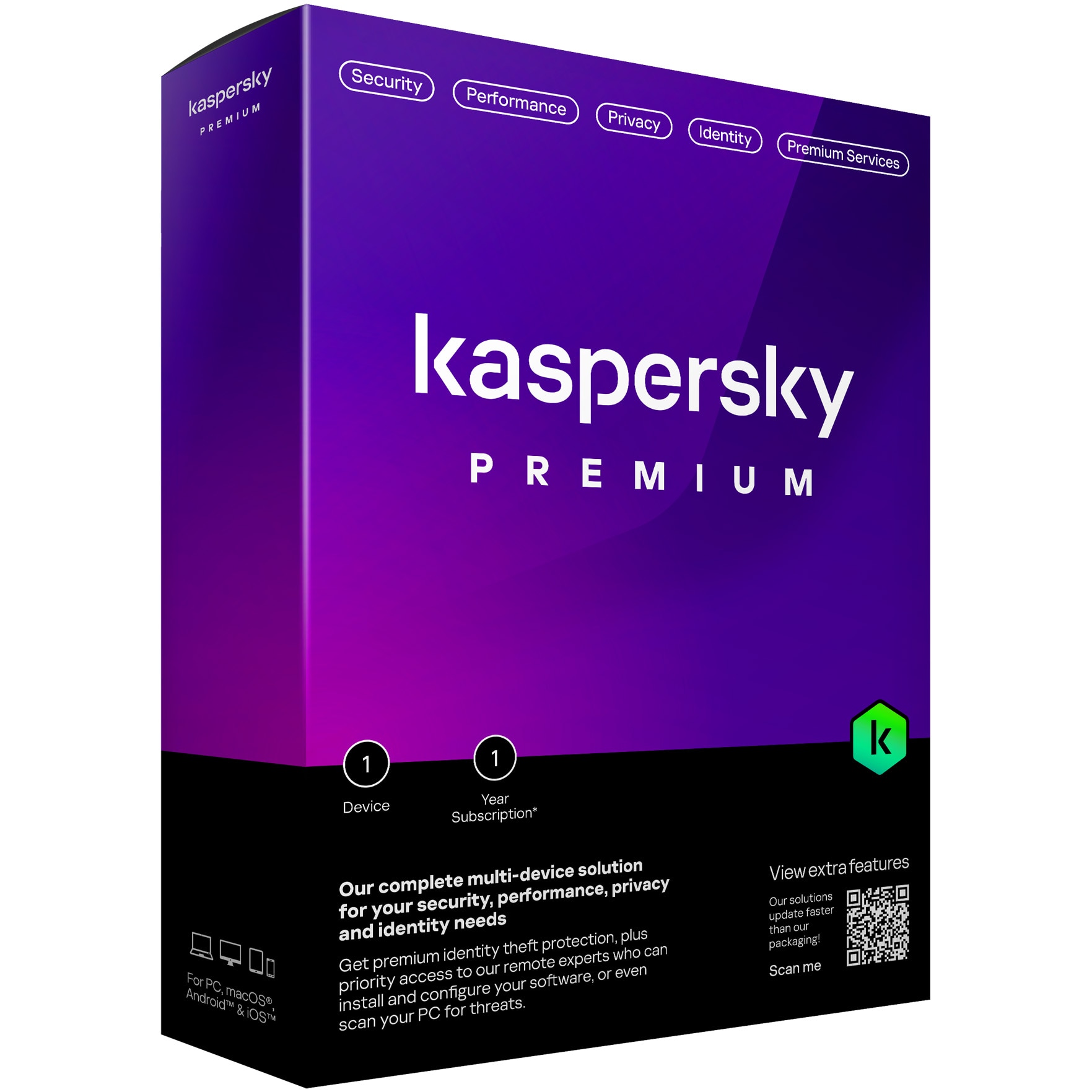 Antivirus Kaspersky Premium, 1 dispozitiv, 1 an, licenta retail
