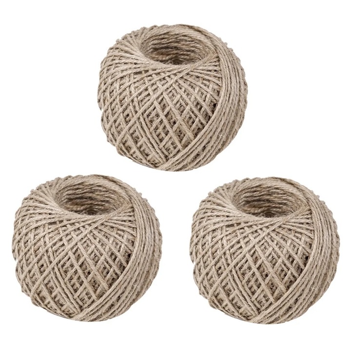 Set 3 role de sfoara din iuta naturala, maro deschis