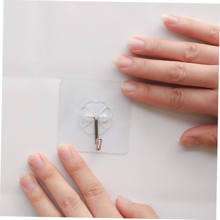 Set de 3 cuiere autoadezive pentru baie si bucatarie, cu adeziv nano gel reutilizabil, suport pana la 6 kg, rotire 180°, instalare fara gaurire, demontare fara urme, ideale pentru prosoape, ustensile si organizare eficienta in orice spatiu