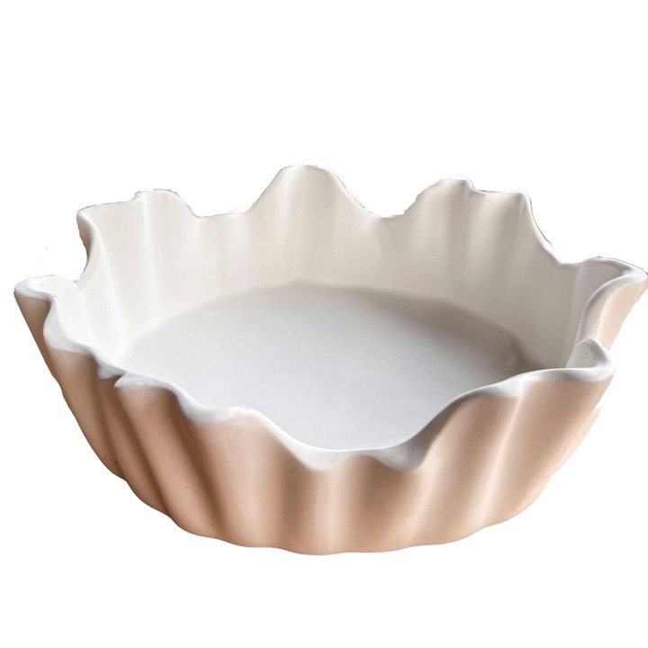 Bol Mare Neregulat din Marmura, eco-friendly, Allumer, Alb, 20 x 7 cm