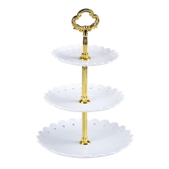 Suport pentru prajituri 3-Tier, negru, 14.5x18x22cm, ideal pentru evenimente si petreceri