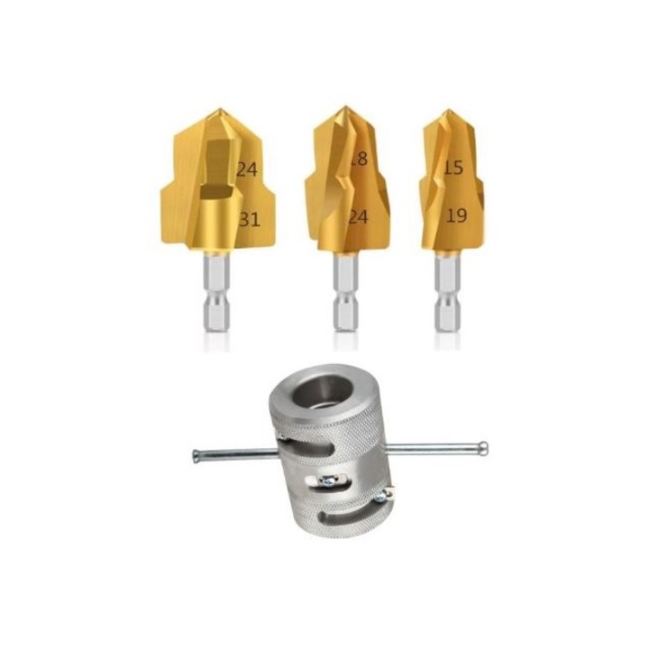 Set 3 burghie, otel, auriu, pentru tevi MMP/PVC/PPR, Freza pentru teava Ppr 20-25 mm, SPO SCULEPROFIONLINE
