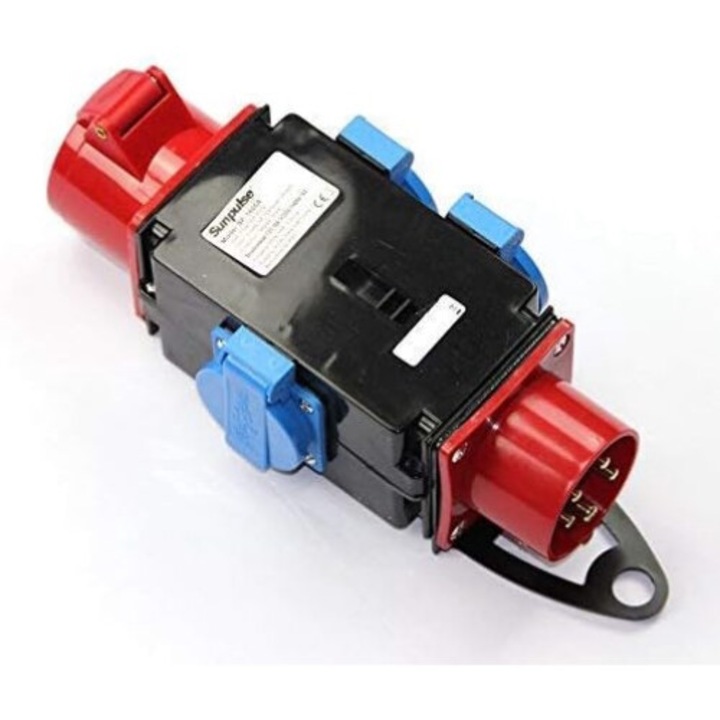 Adaptor Trifazic - Monofazic, Distribuitor current, Splitter current, Fisa portabila, 3 x 230 V 1 x 400 V 5-pini 16 A IP44 Exterior, santiere, rulota, autocaravana, rulota, SP-1605A