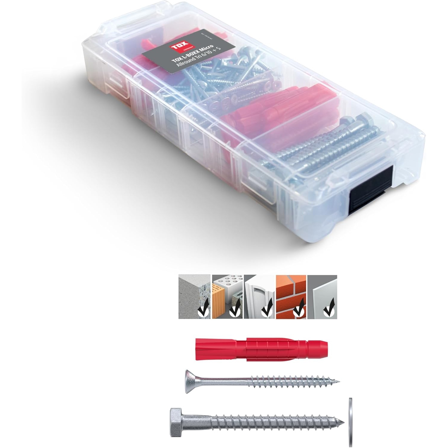 TOX L-BOXX Micro Allround 6/10 + S in cutie de sortare stivuita si