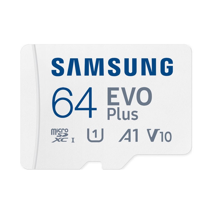 Samsung Evo Plus microSDXC карта, 64GB, ултра висока скорост, водоустойчива, за 4K видеозапис